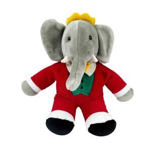 BABAR GUND Elephant Plush Stuffed Animal Red Suit Crown Vintage Storybook Toy